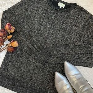 Metallic long sleeve pullover sweatshirt